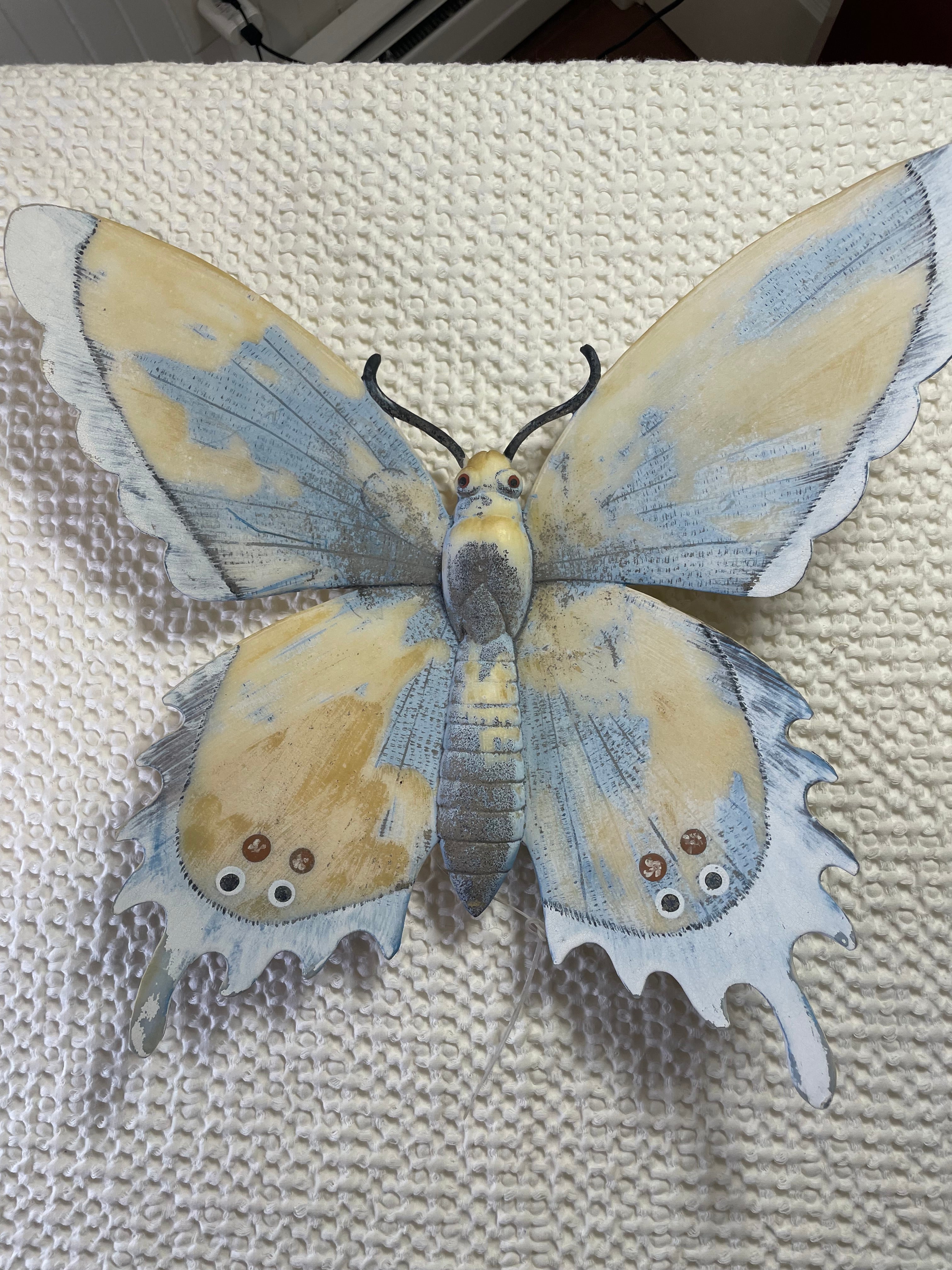 Hand-painted butterfly wall art sculpture