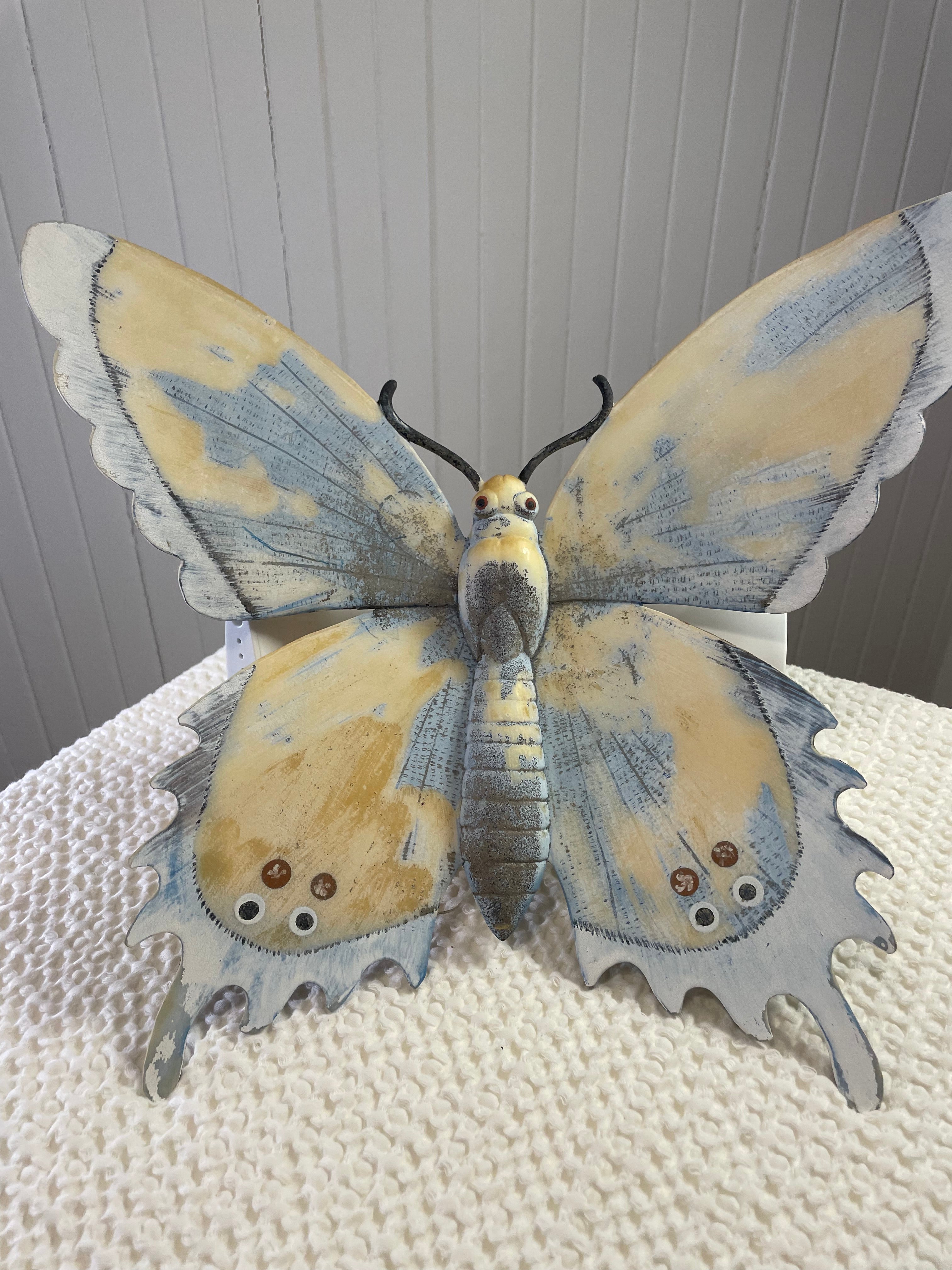 Hand-painted butterfly wall art sculpture