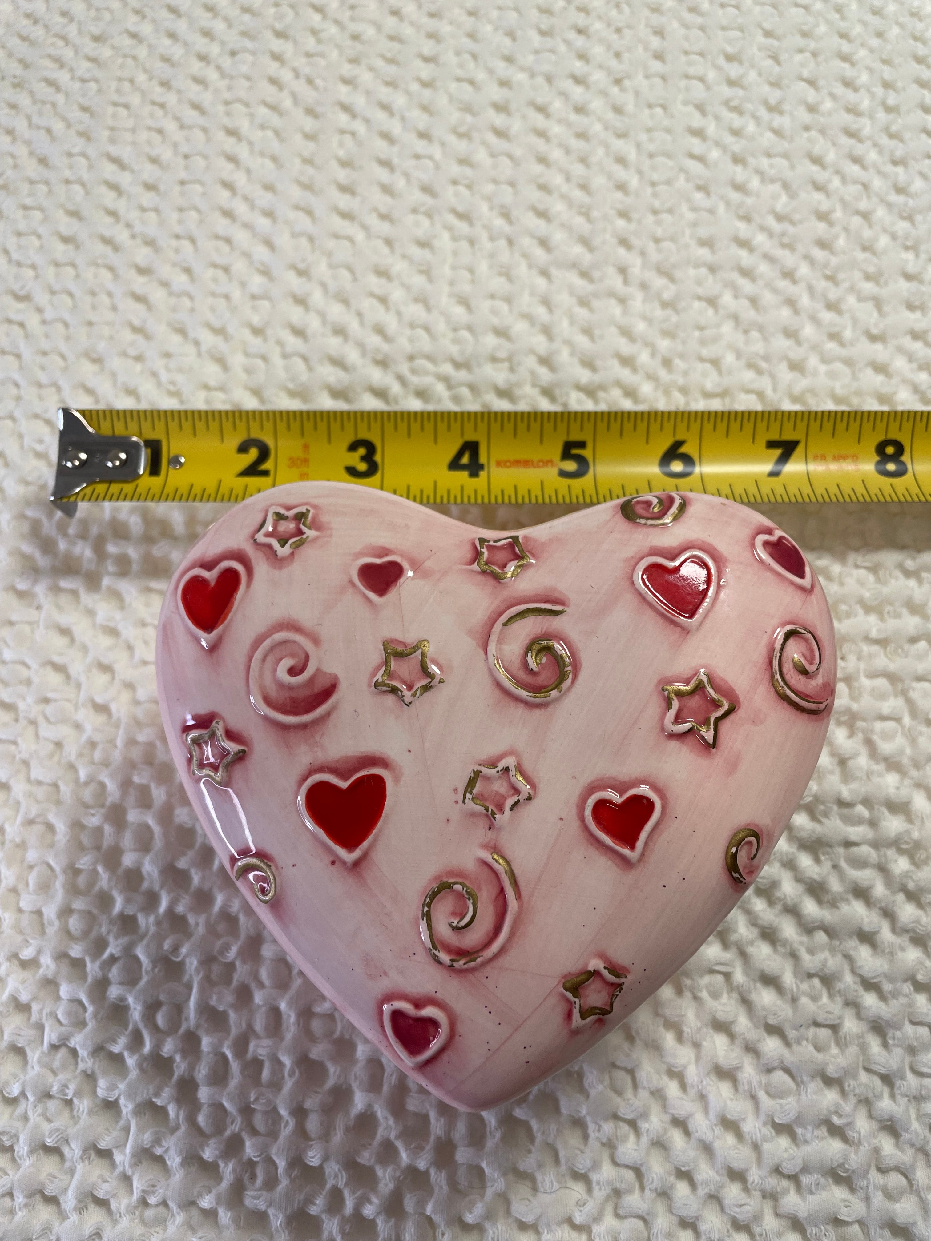 hand-painted ceramic heart trinket box