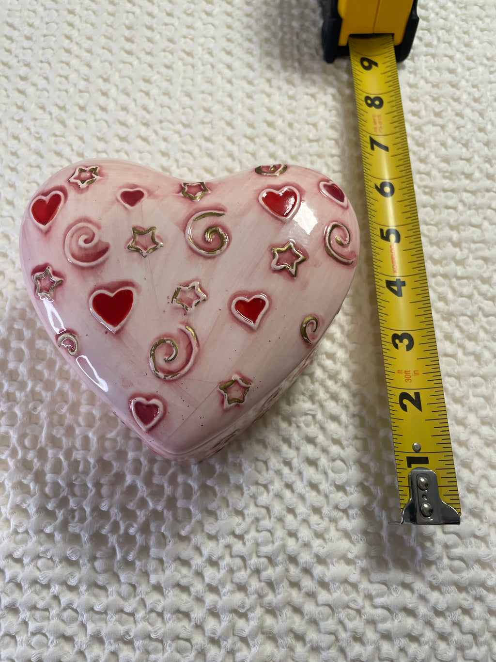 hand-painted ceramic heart trinket box