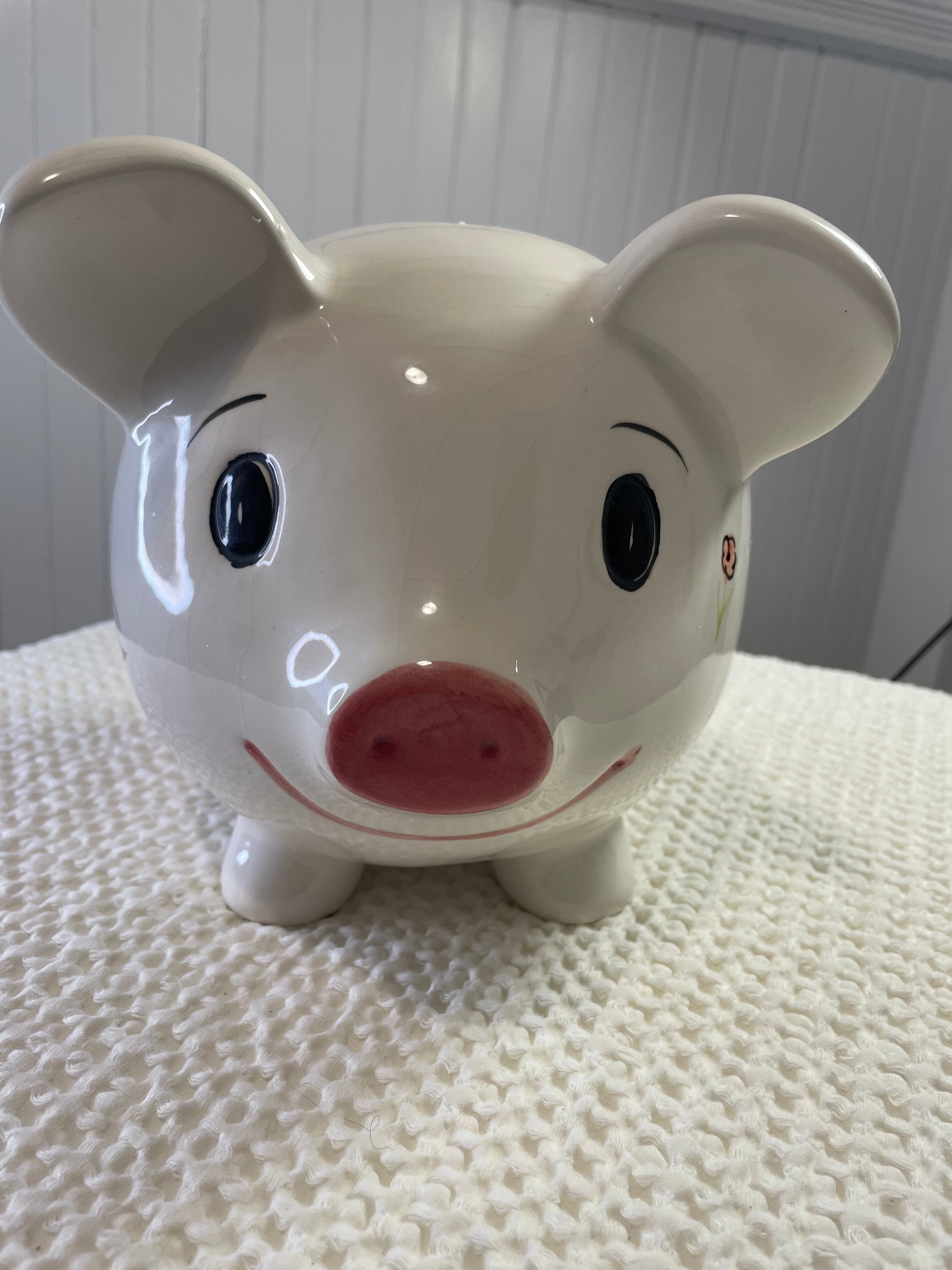 Hand-painted ceramic piggy bank