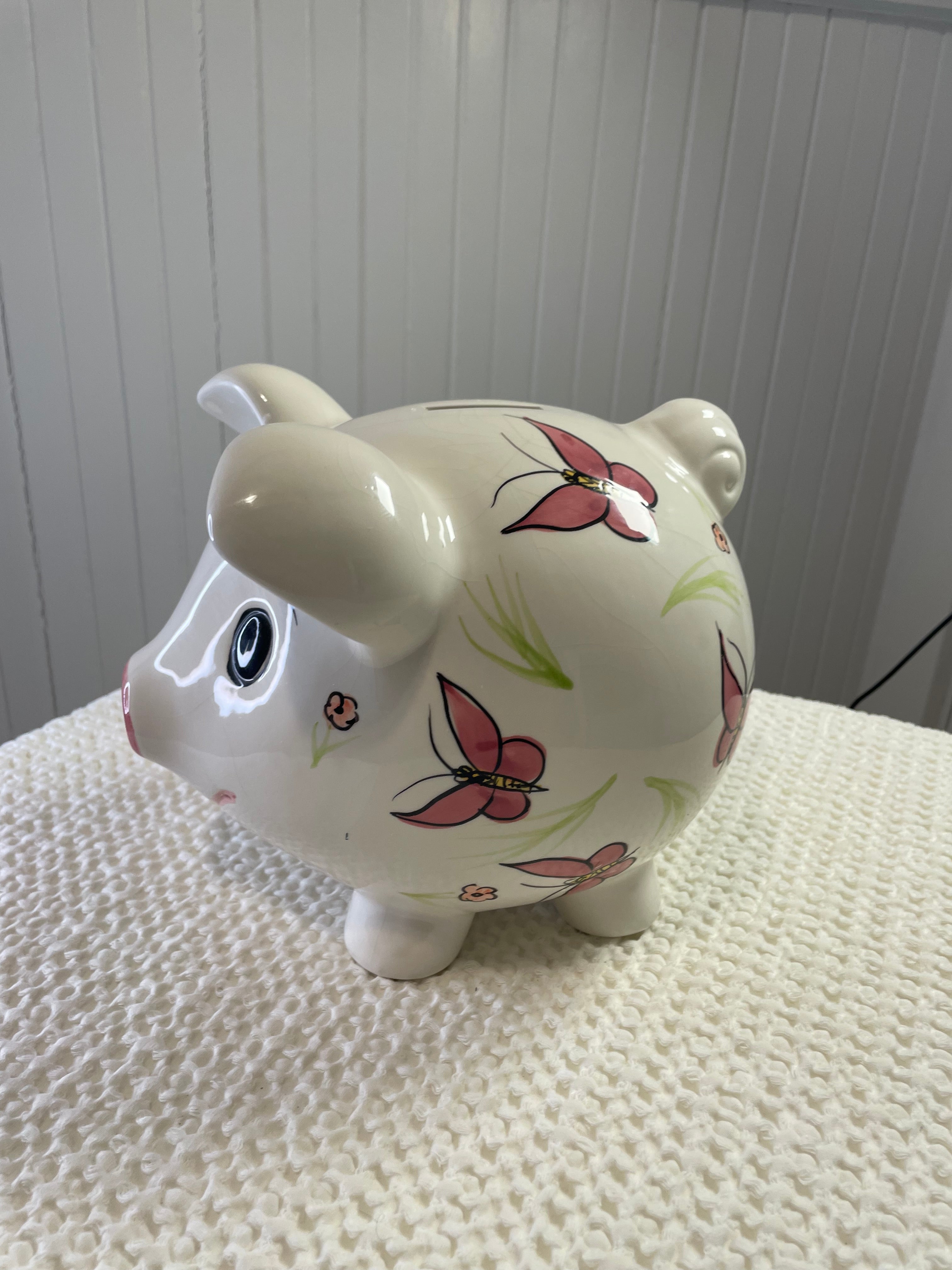 Hand-painted ceramic piggy bank