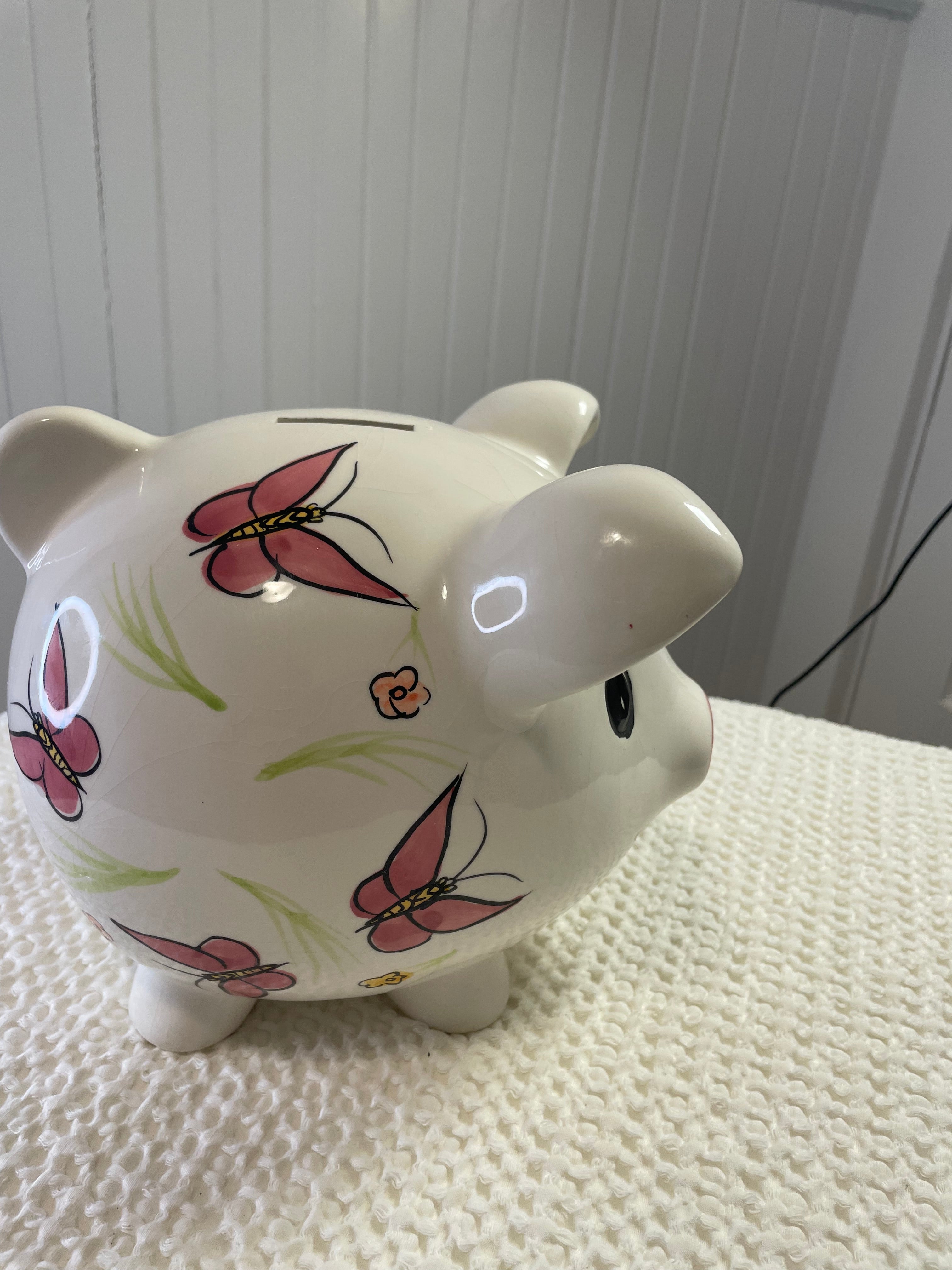 Hand-painted ceramic piggy bank