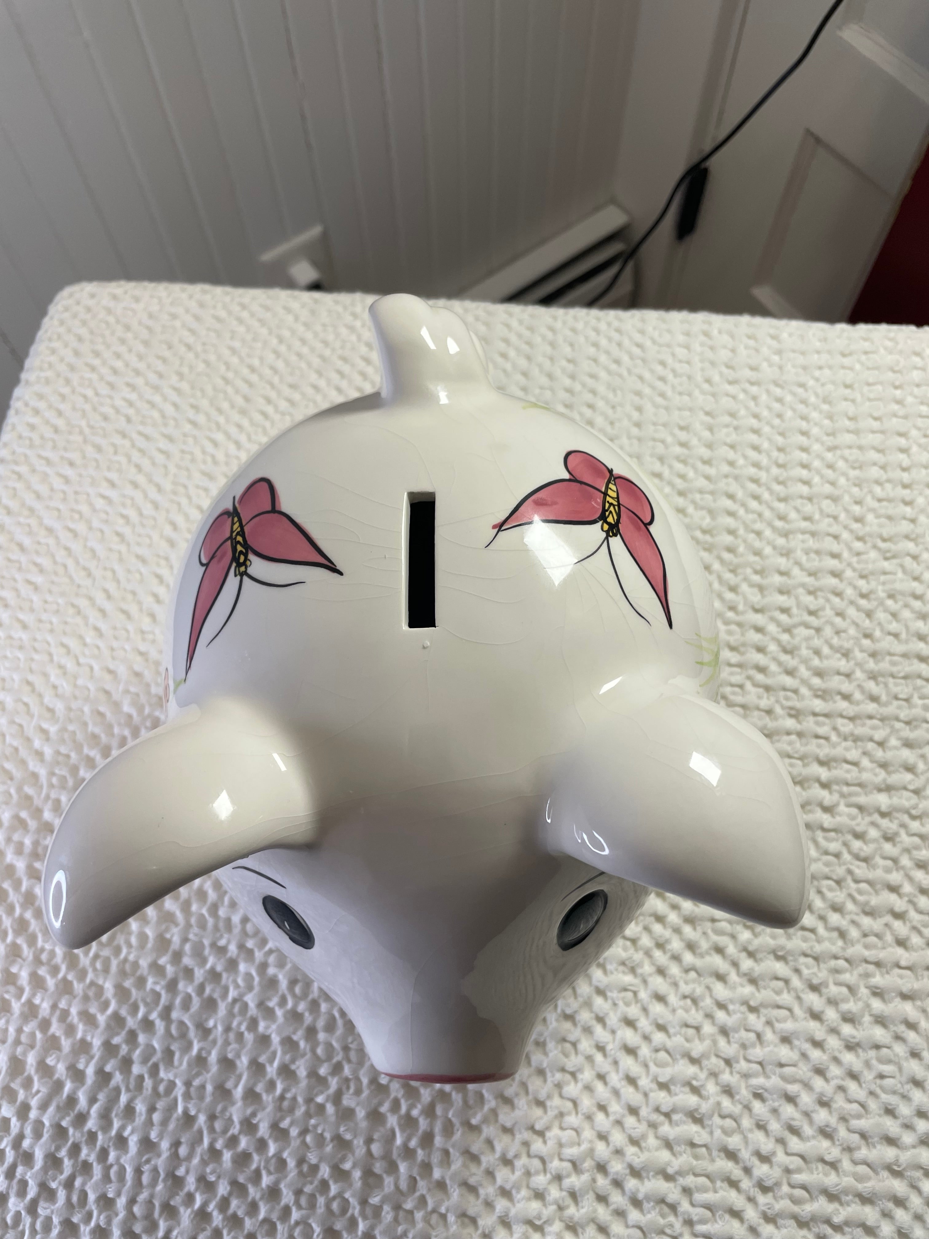 Hand-painted ceramic piggy bank