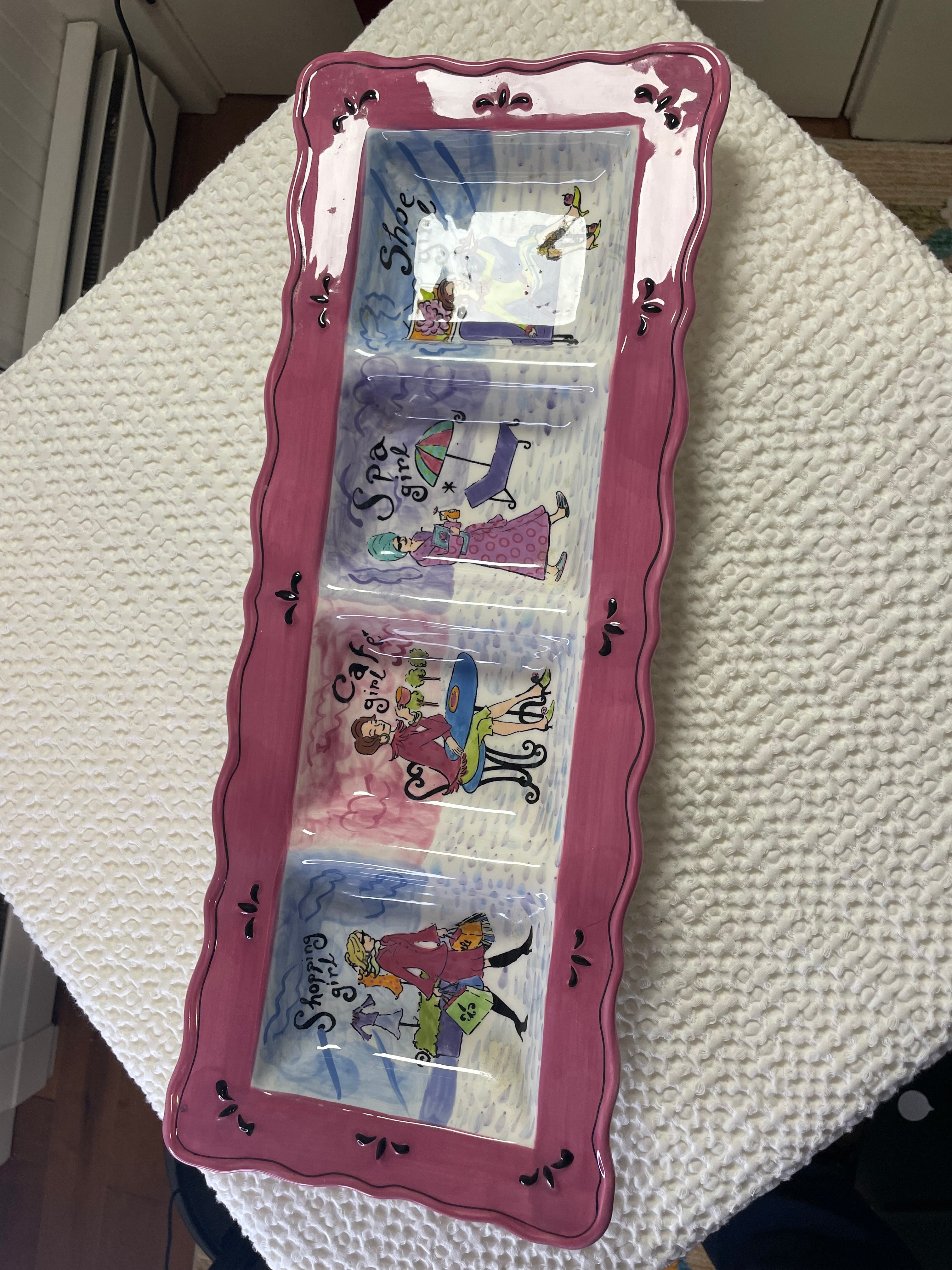 Certified International "Girlfriends" Ceramic Relish Tray