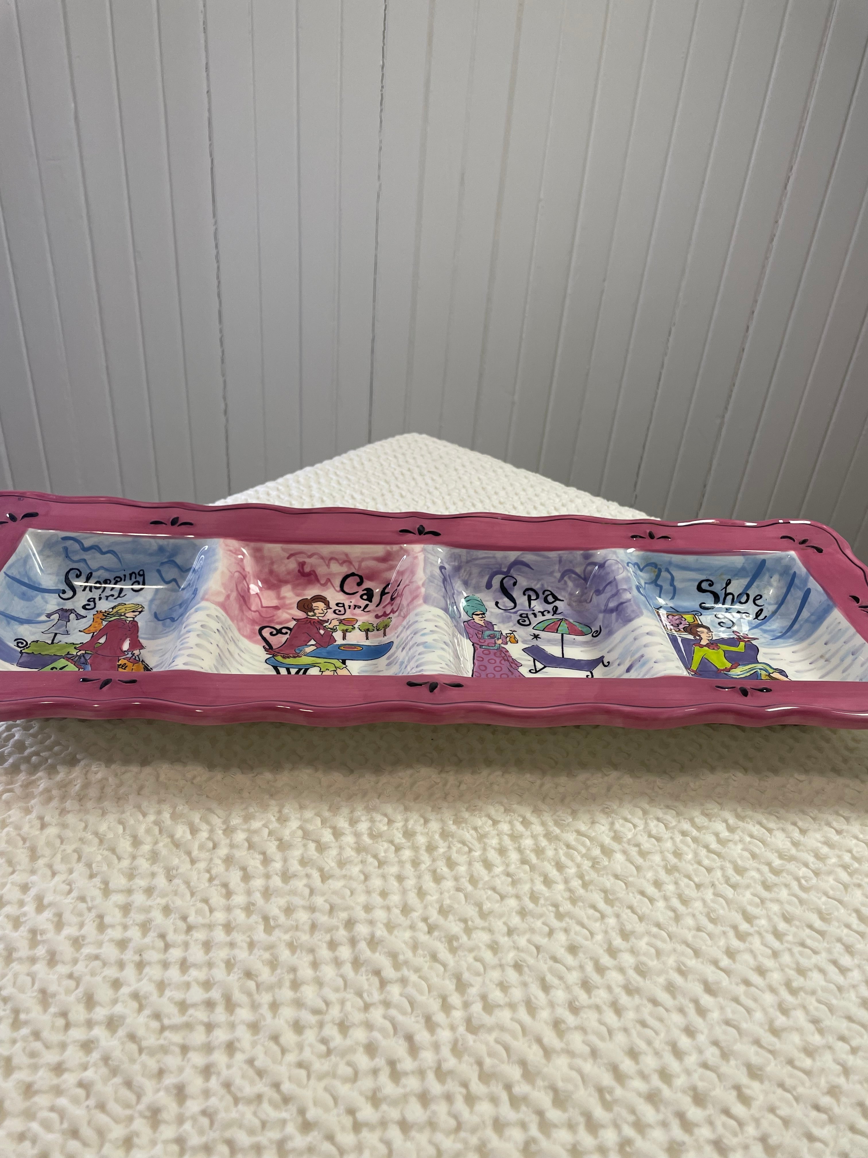 Certified International "Girlfriends" Ceramic Relish Tray