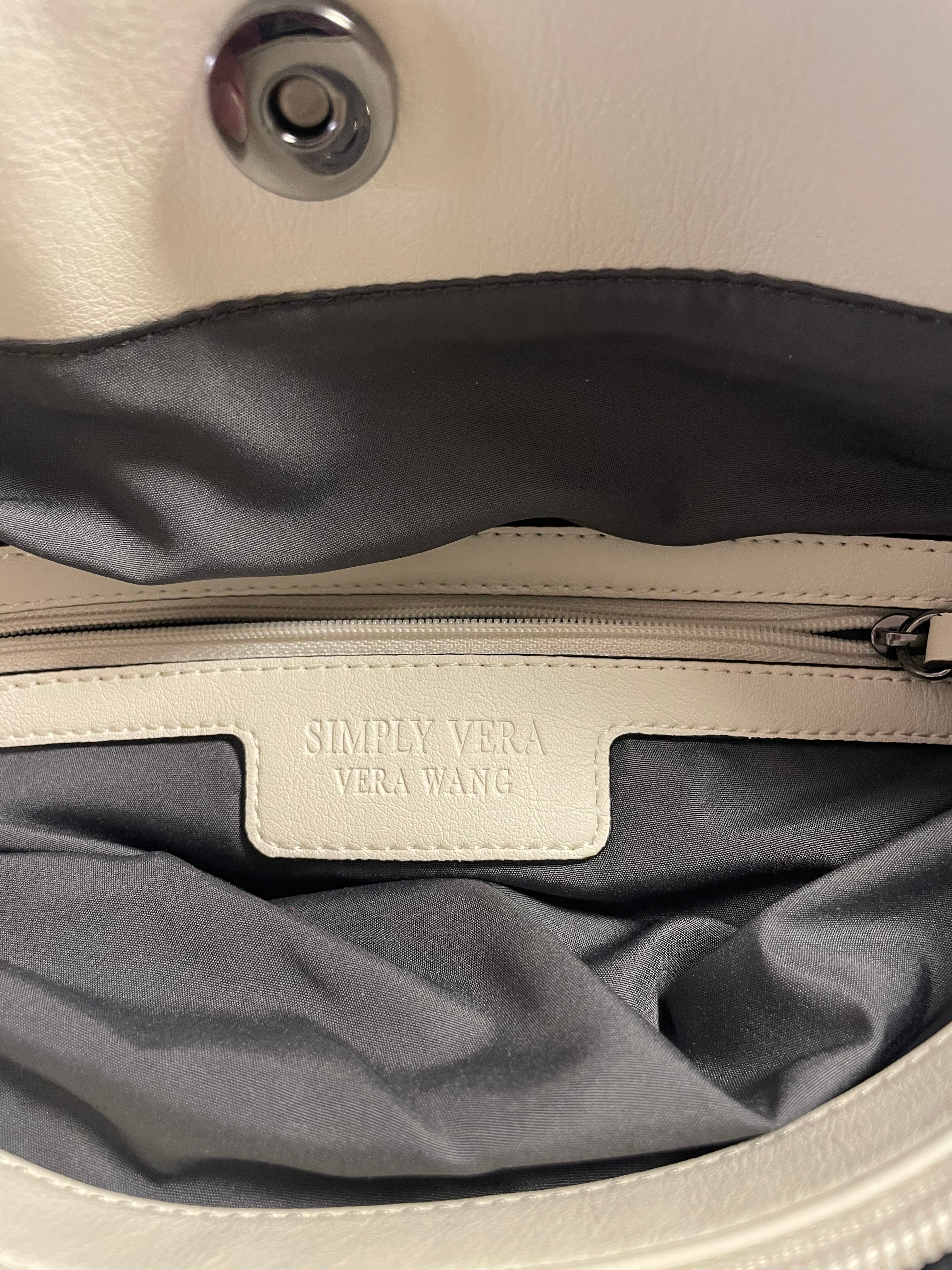 Simply Vera Vera Wang Triple-Entry Satchel – Cream &amp; Gunmetal