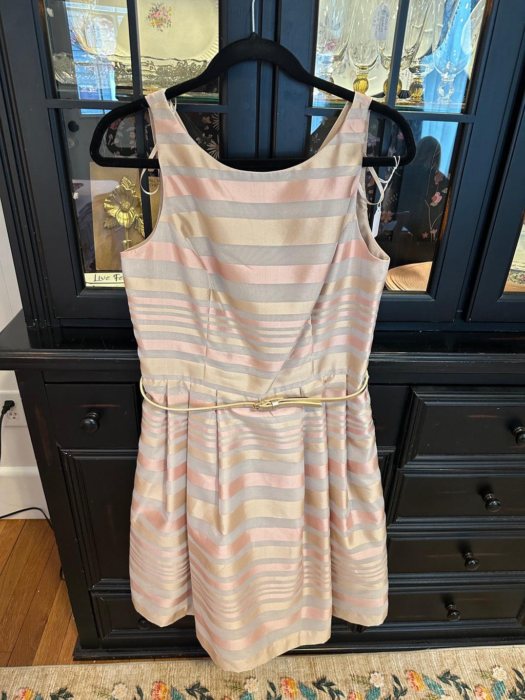 Jessica Howard Metallic Striped Fit-and-Flare Dress – Elegant Occasion Wear