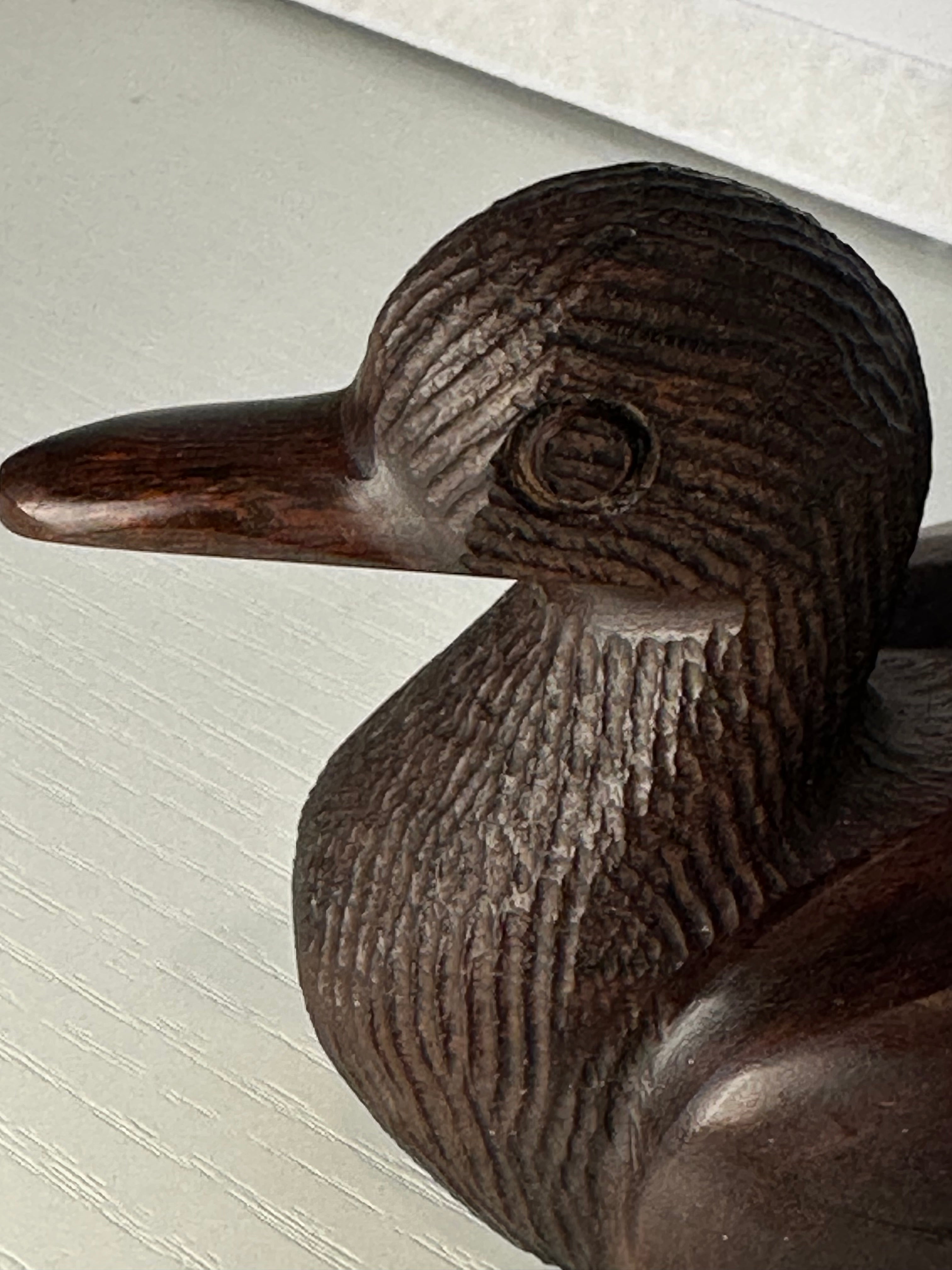 Vintage Hand-Carved Ironwood Duck Decoy – Hand-Polished Mid-Century Rustic Decor