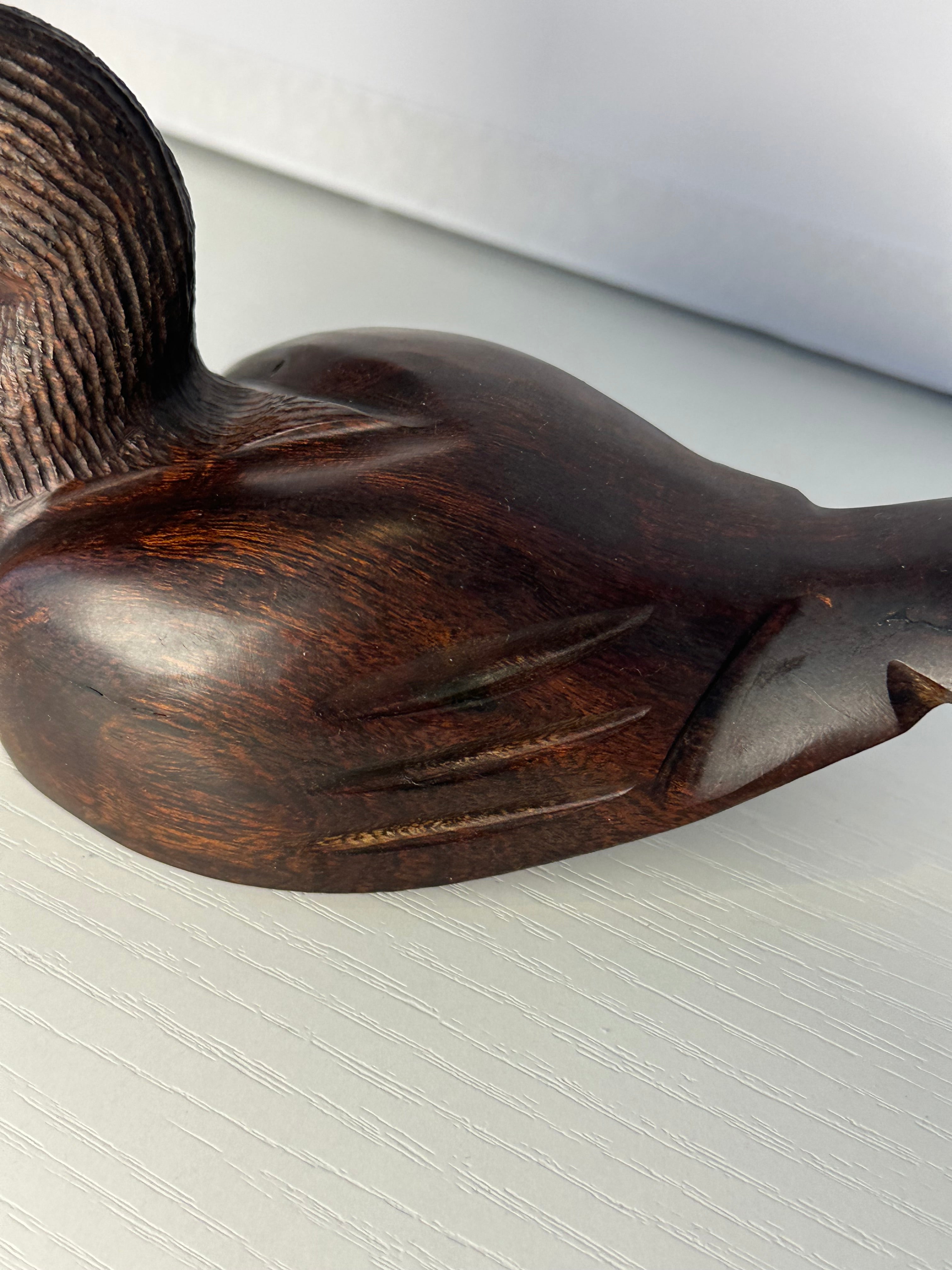 Vintage Hand-Carved Ironwood Duck Decoy – Hand-Polished Mid-Century Rustic Decor