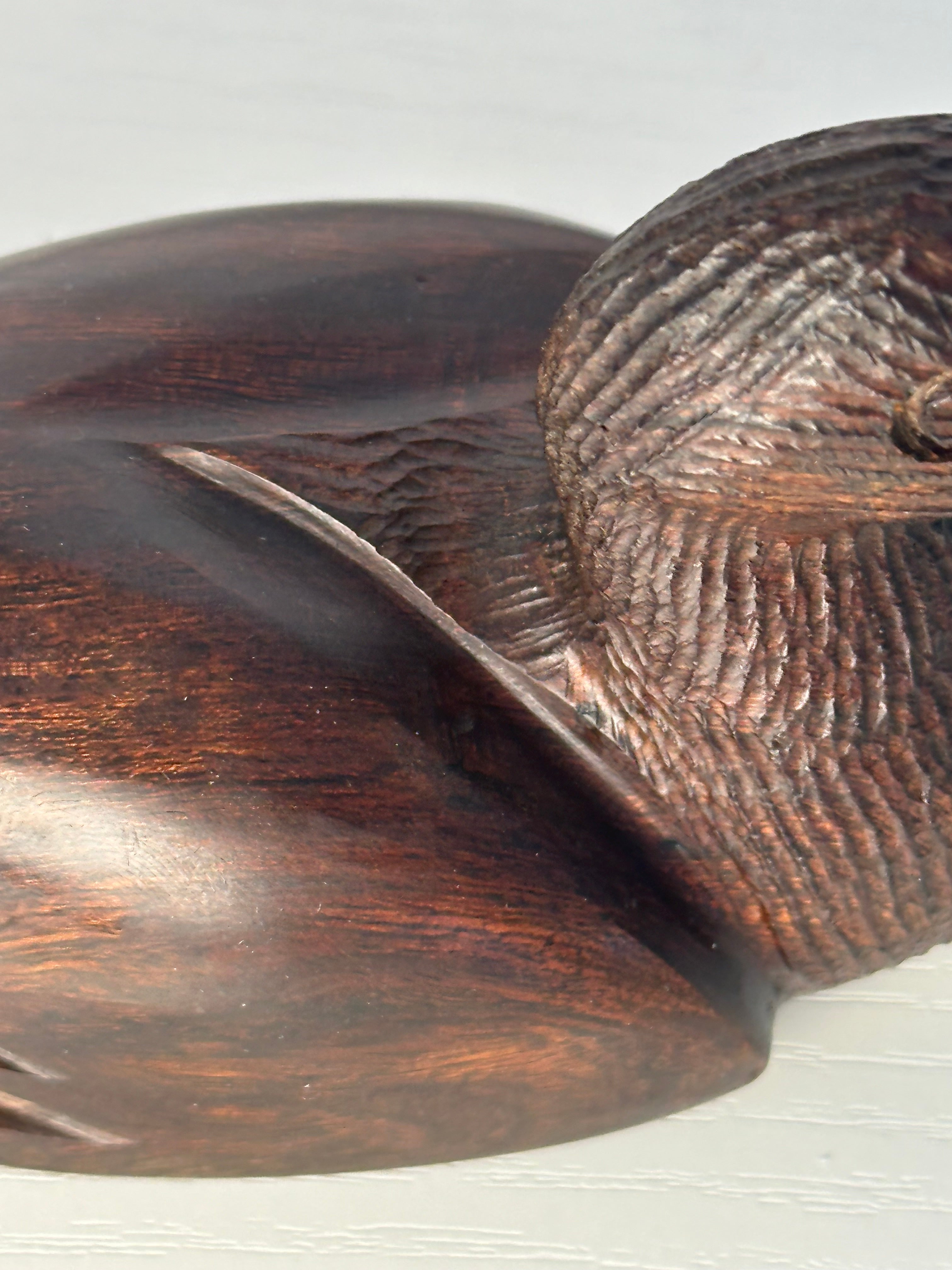 Vintage Hand-Carved Ironwood Duck Decoy – Hand-Polished Mid-Century Rustic Decor