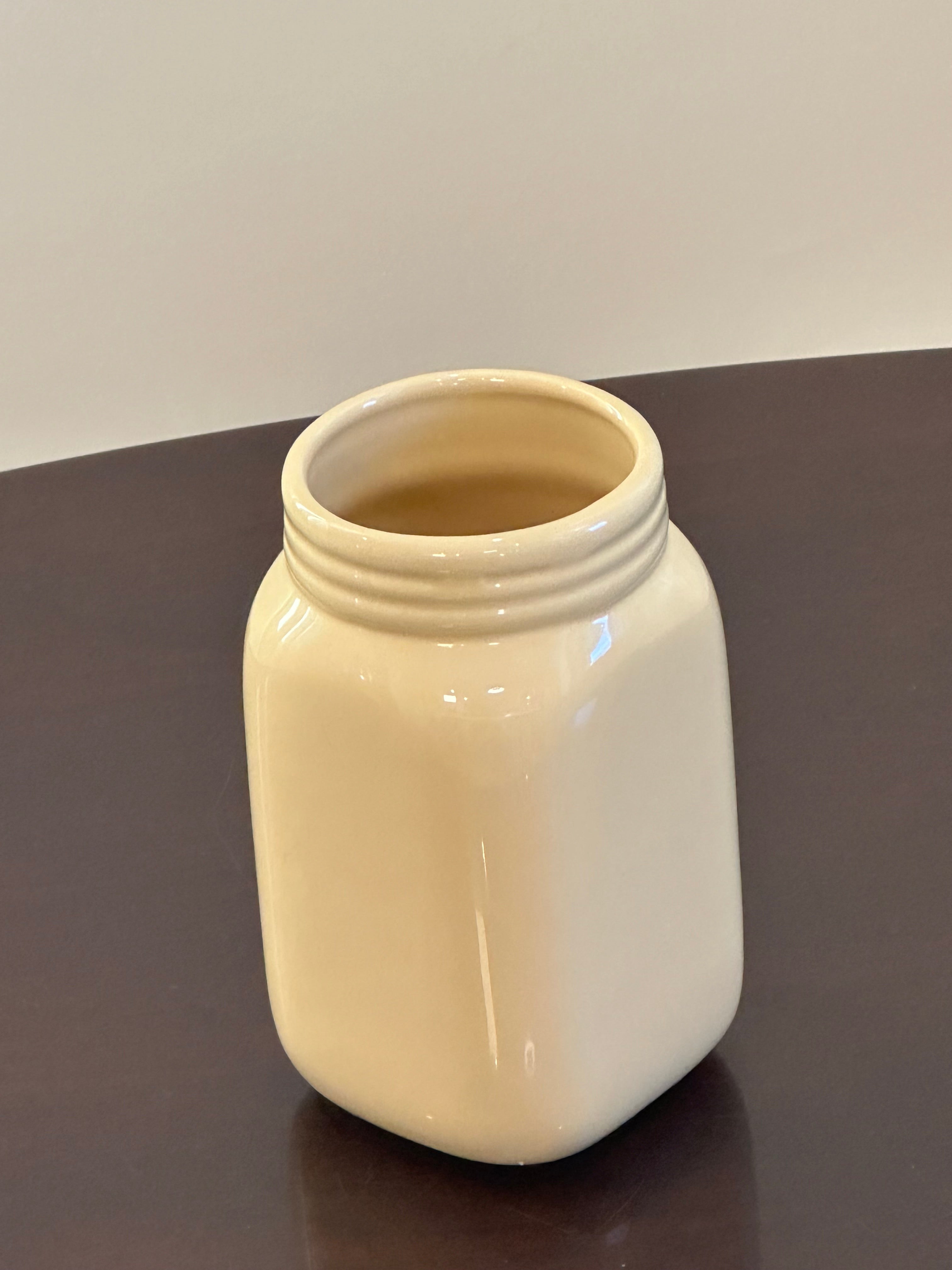 Yellow Ceramic Mason Jar with Flower