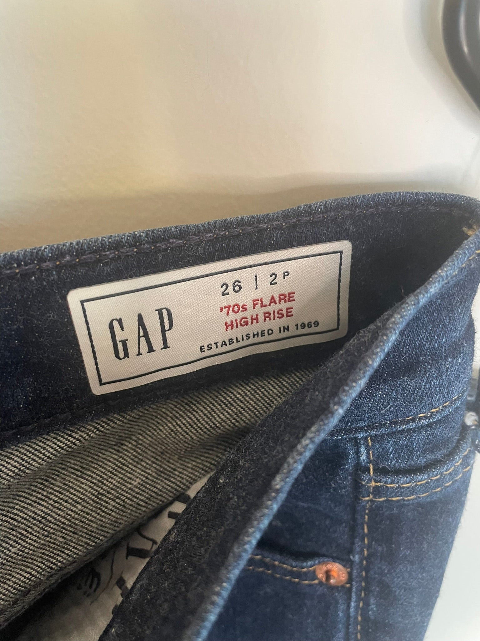 Gap '70s Flare High Rise dark indigo wash jeans
