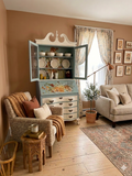 Enchanting Floral Serpentine Secretary Desk & Hutch