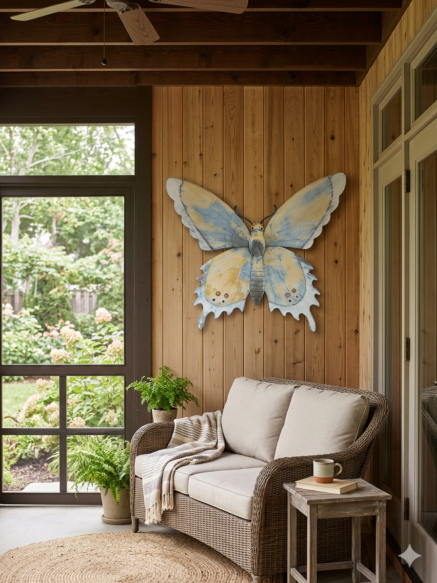Hand-painted butterfly wall art sculpture